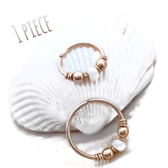 14KYGF Indie/Boho Beaded Cartilage Hoop Nose Ring - Picture 1 of 7